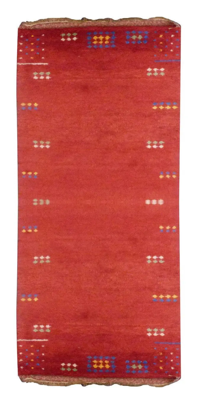 One Of The Kind Indian Hand-Knotted Gabbeh Rug 8' X 2'7"